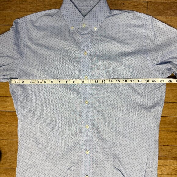 Ledbury Mens Light Blue Patterned Long Sleeve Button Down Size 15.5 - Picture 6 of 8